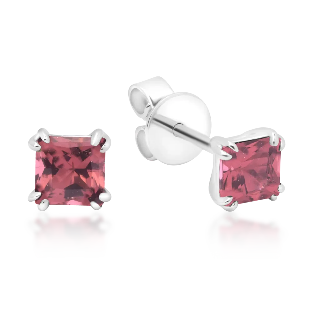 Cercei din aur alb cu turmaline multicolore princess de 0.7ct