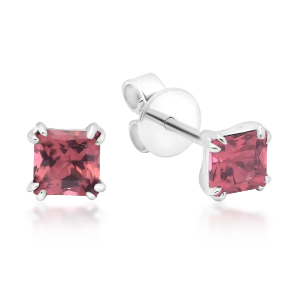 Cercei din aur alb cu turmaline multicolore princess de 0.7ct