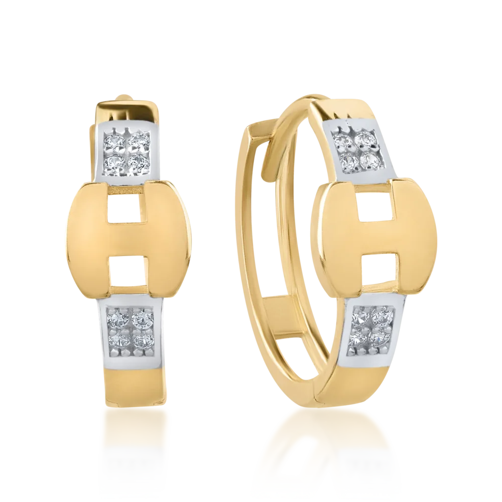 Cercei din aur alb-galben