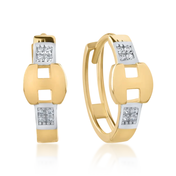 Cercei din aur alb-galben