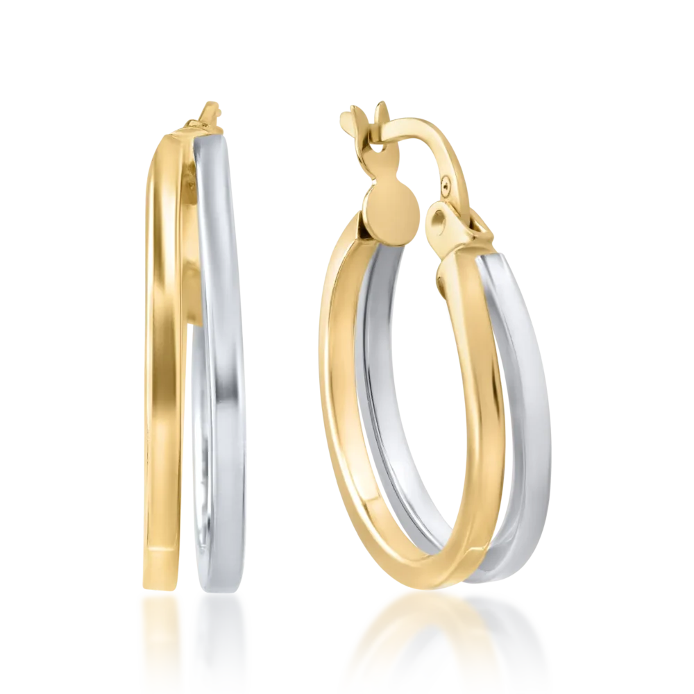 Cercei din aur alb-galben