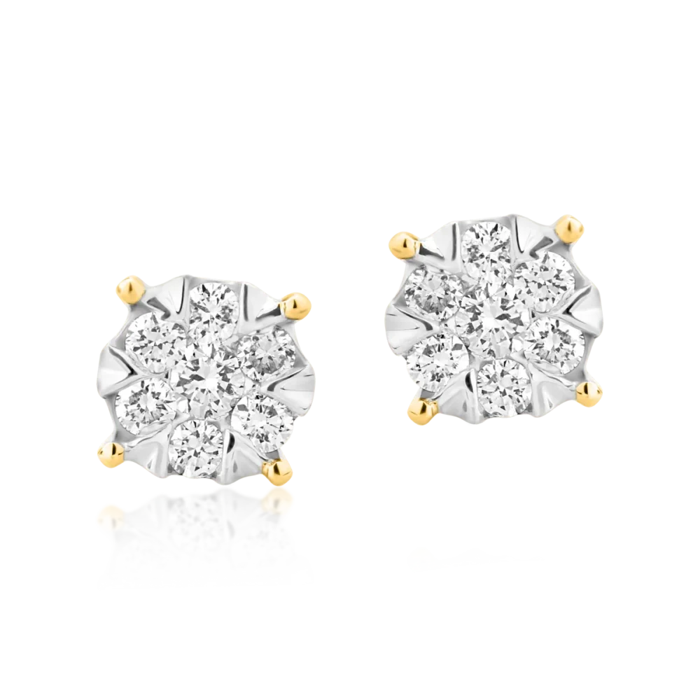 Cercei din aur alb-galben cu diamante de 0.34ct - imagine 2