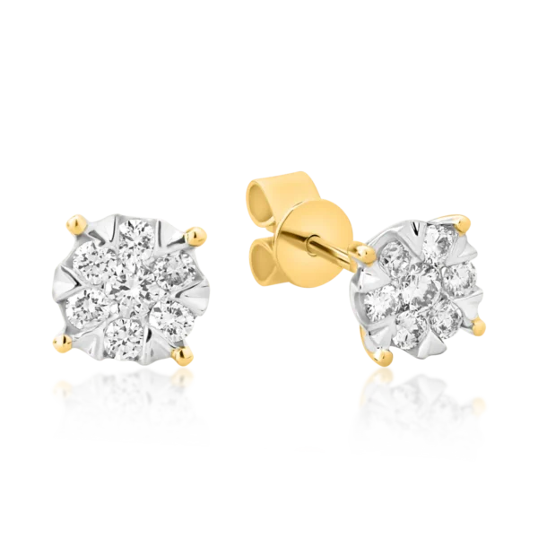 Cercei din aur alb-galben cu diamante de 0.34ct
