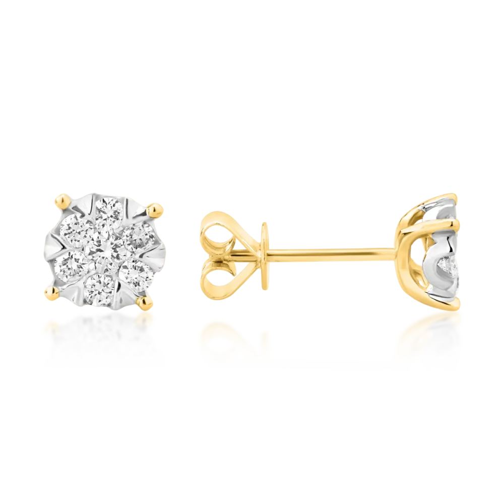Cercei din aur alb-galben cu diamante de 0.34ct - imagine 3