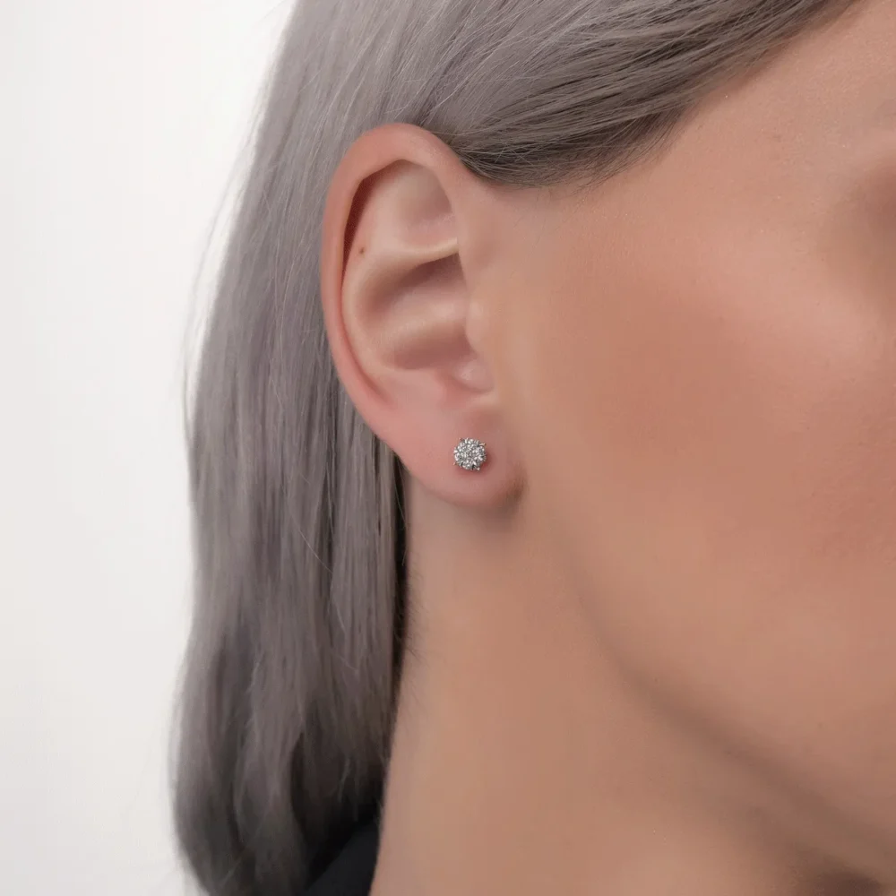 Cercei din aur alb-galben cu diamante de 0.34ct - imagine 4