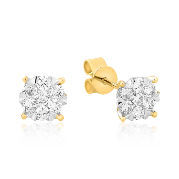 Cercei din aur alb-galben cu diamante de 0.5ct