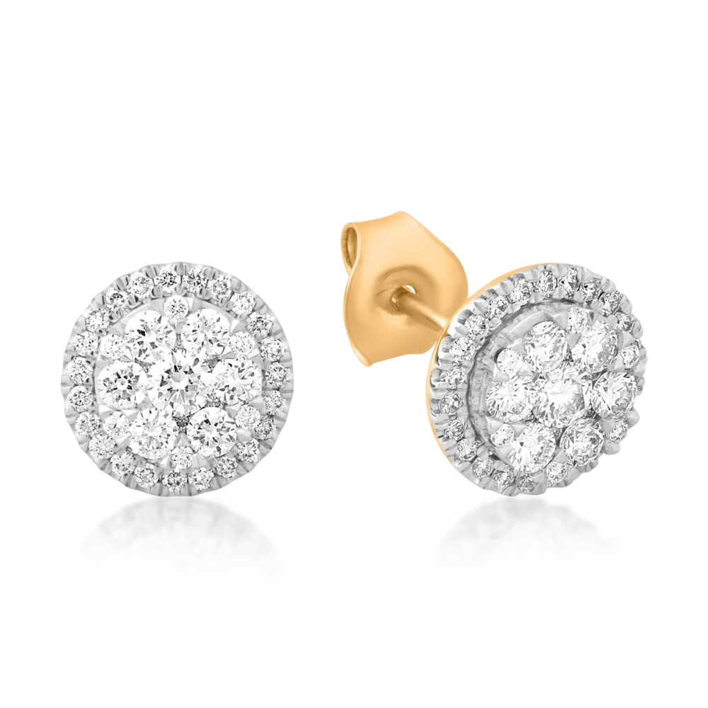 Cercei din aur alb-galben cu diamante de 0.652ct