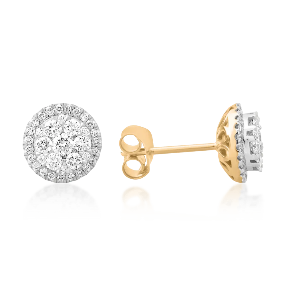 Cercei din aur alb-galben cu diamante de 0.652ct - imagine 3