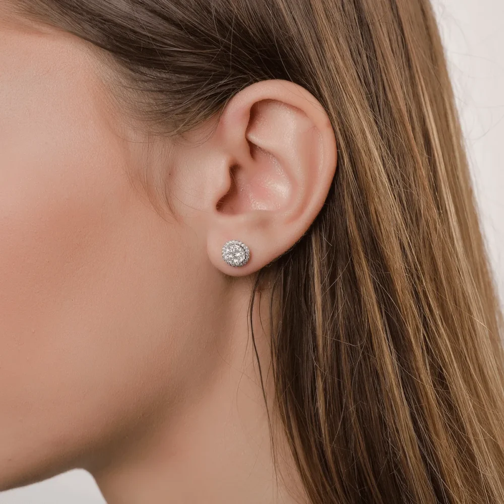 Cercei din aur alb-galben cu diamante de 0.652ct - imagine 4