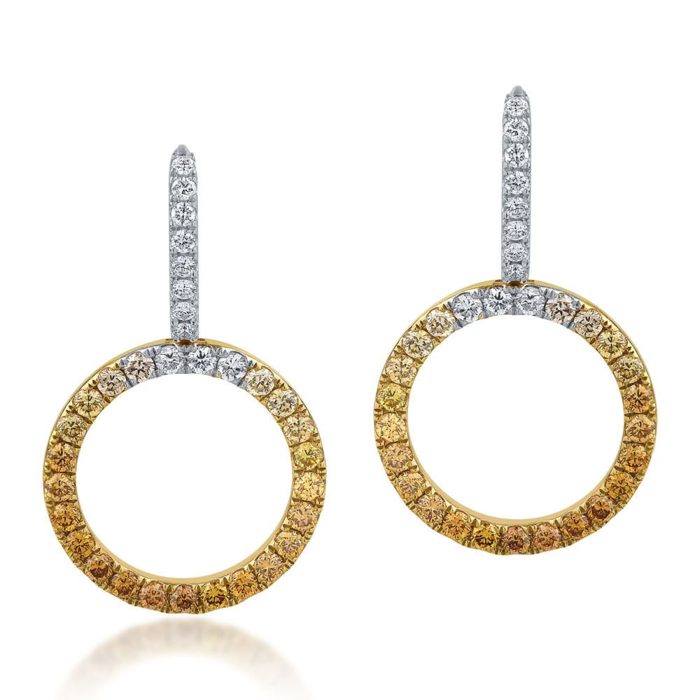 Cercei din aur alb-galben cu diamante de 1.84ct - imagine 2