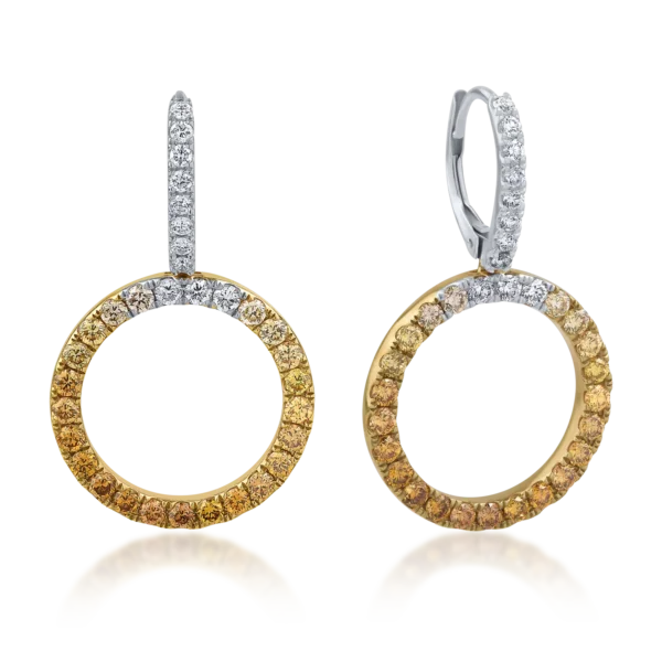 Cercei din aur alb-galben cu diamante de 1.84ct