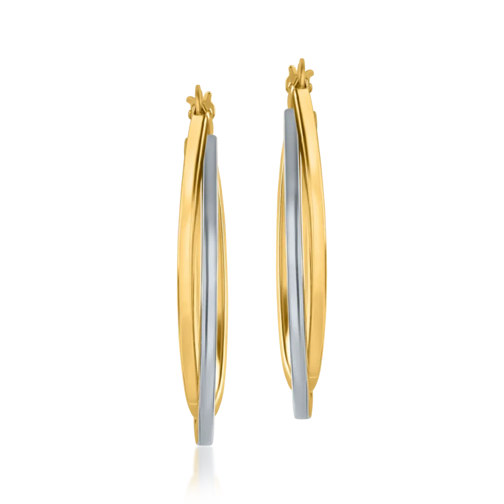 Cercei din aur alb-galben - imagine 2