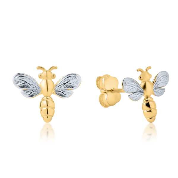 Cercei din aur alb-galben