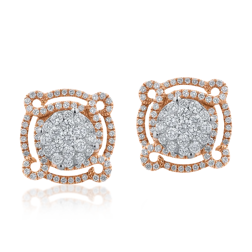 Cercei din aur alb-roz cu diamante de 0.83ct - imagine 2