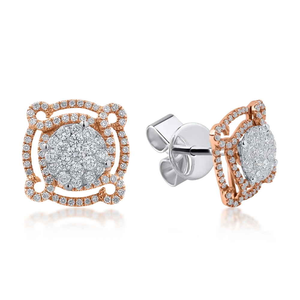 Cercei din aur alb-roz cu diamante de 0.83ct