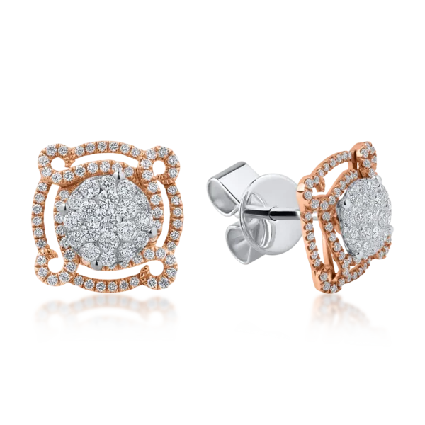Cercei din aur alb-roz cu diamante de 0.83ct