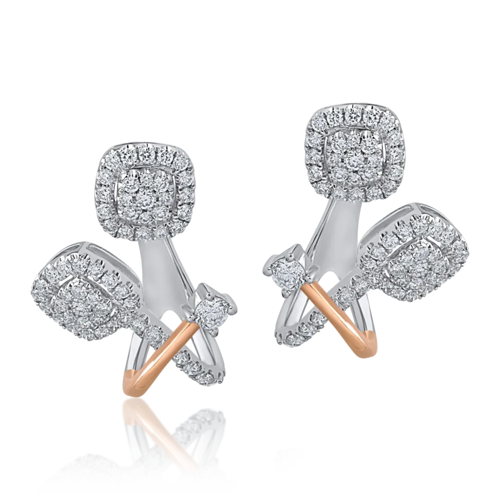 Cercei din aur alb-roz cu diamante de 1.01ct - imagine 2