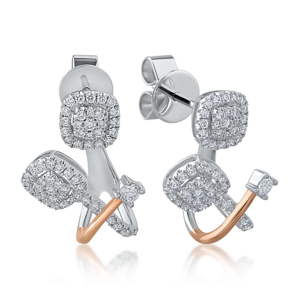 Cercei din aur alb-roz cu diamante de 1.01ct