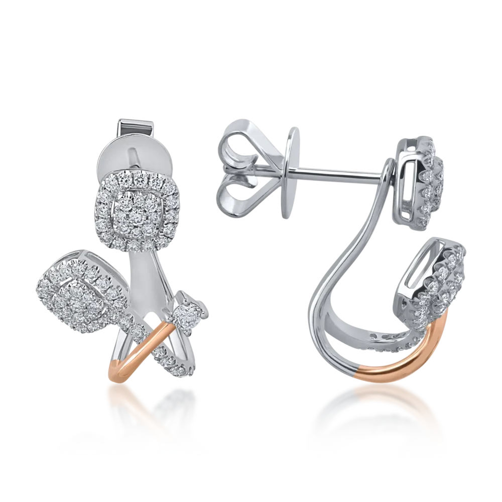 Cercei din aur alb-roz cu diamante de 1.01ct - imagine 3