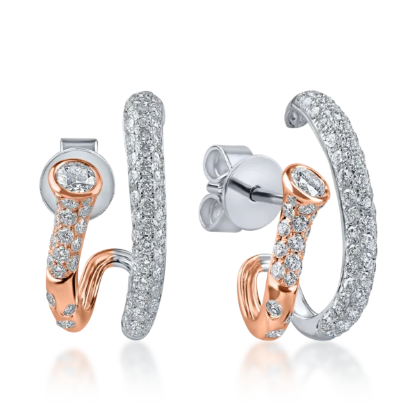 Cercei din aur alb-roz cu diamante de 2ct