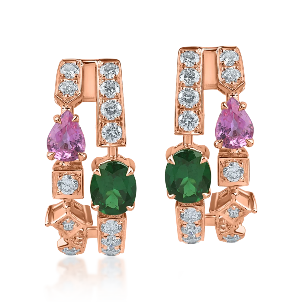 Cercei din aur alb-roz cu pietre pretioase si semipretioase de 2.7ct - imagine 2