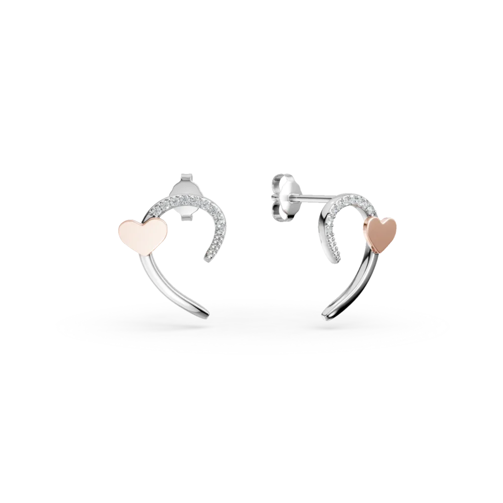 Cercei din aur alb-roz