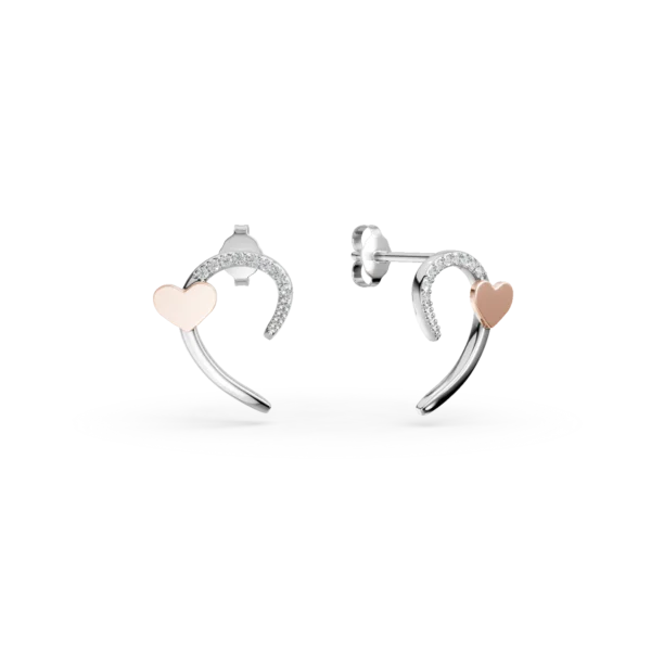 Cercei din aur alb-roz