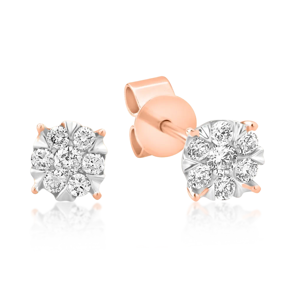 Cercei din aur alb-roz cu diamante de 0.25ct
