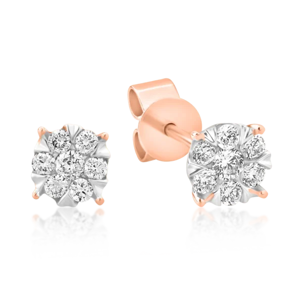 Cercei din aur alb-roz cu diamante de 0.25ct