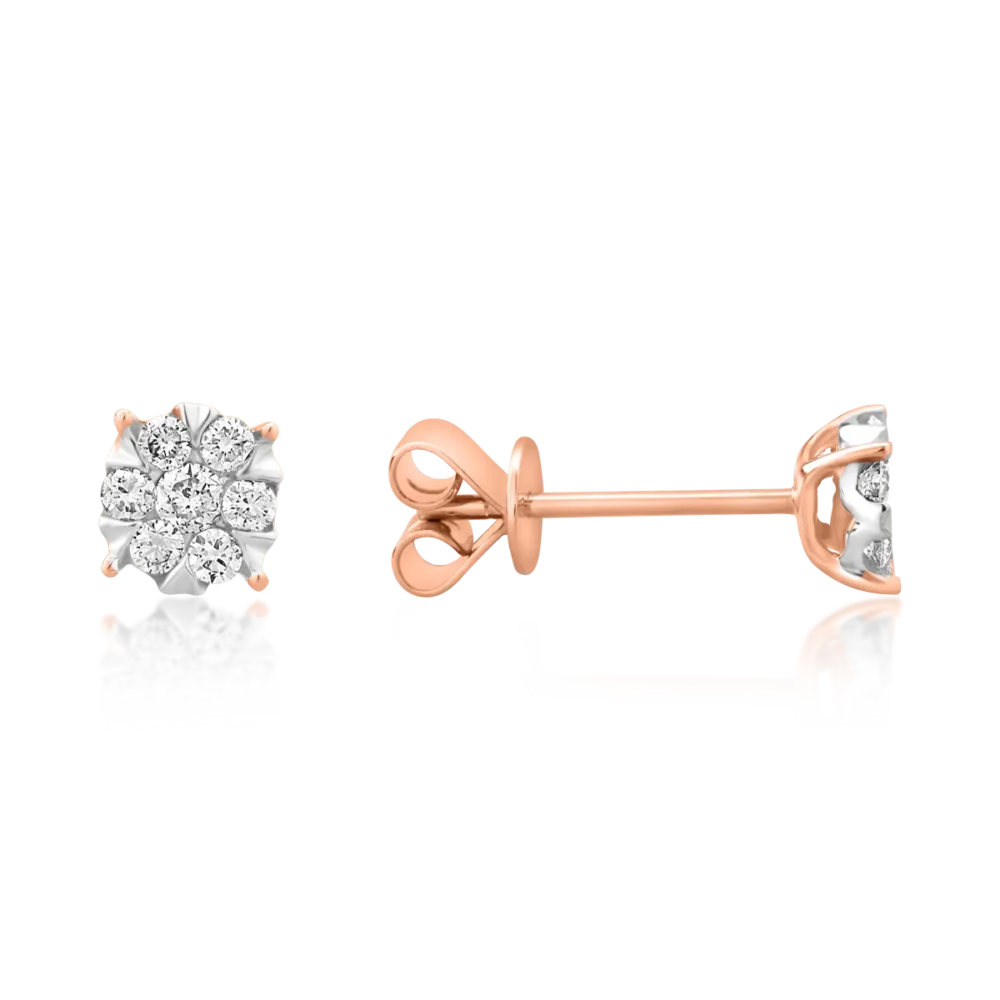 Cercei din aur alb-roz cu diamante de 0.25ct - imagine 3