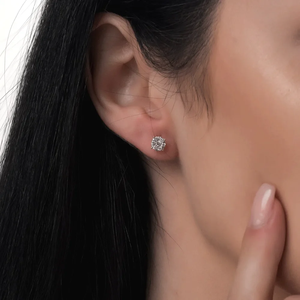 Cercei din aur alb-roz cu diamante de 0.25ct - imagine 4