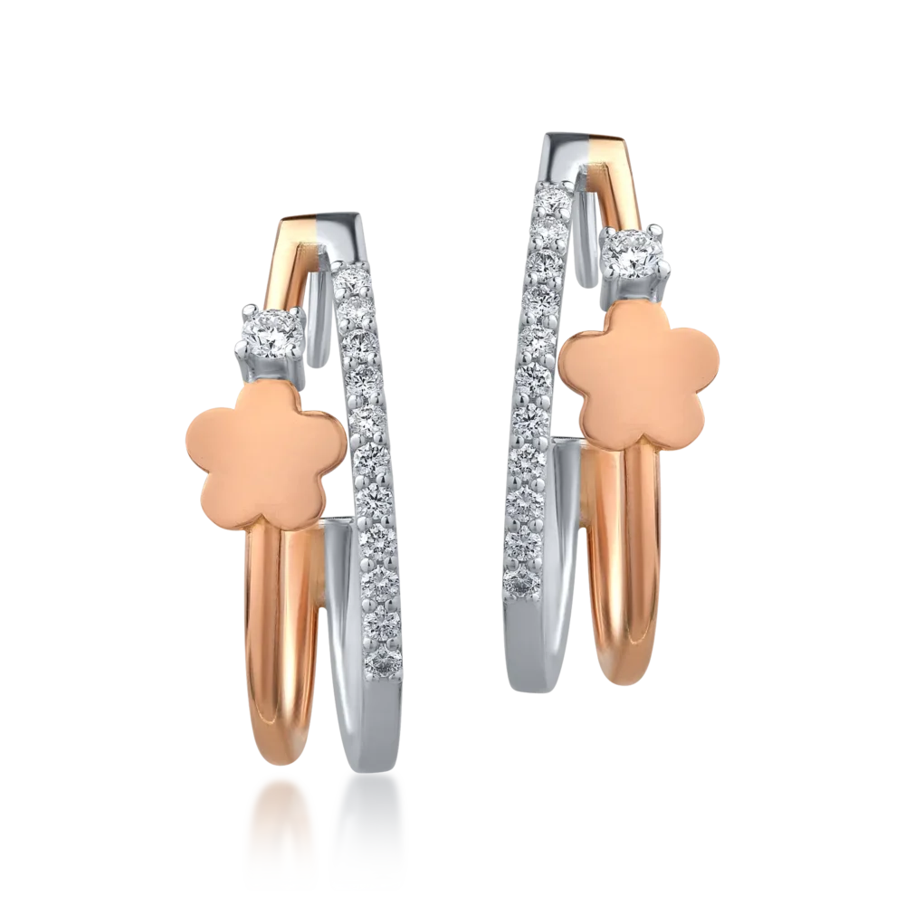 Cercei din aur alb-roz cu diamante de 0.28ct - imagine 2