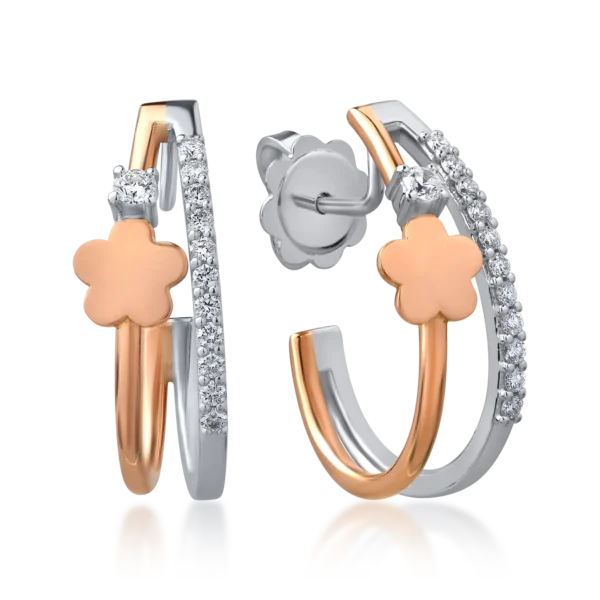 Cercei din aur alb-roz cu diamante de 0.28ct