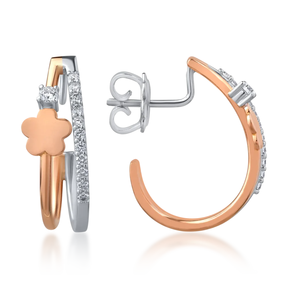 Cercei din aur alb-roz cu diamante de 0.28ct - imagine 3