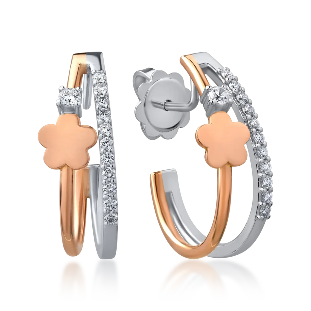 Cercei din aur alb-roz cu diamante de 0.28ct