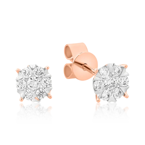 Cercei din aur alb-roz cu diamante de 0.2ct