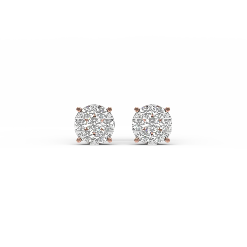 Cercei din aur alb-roz cu diamante de 0.34ct - imagine 2