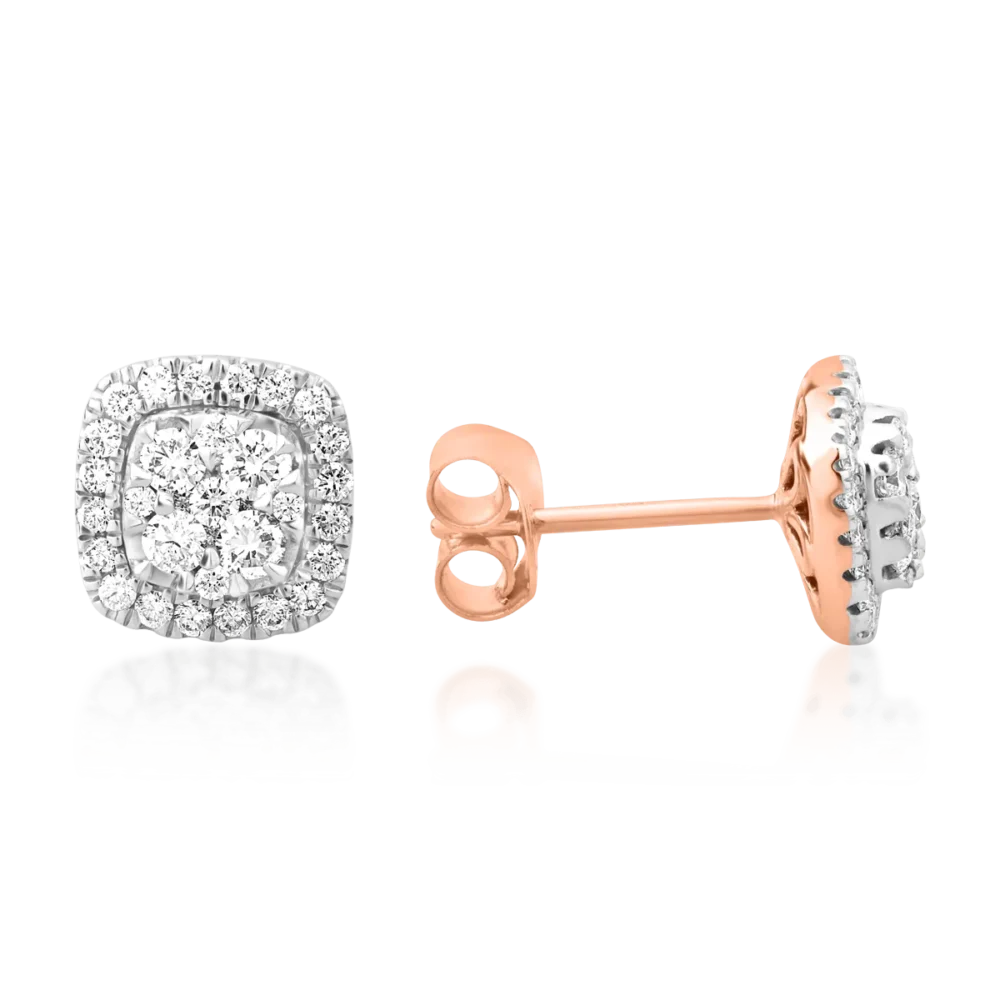 Cercei din aur alb-roz cu diamante de 0.53ct - imagine 3