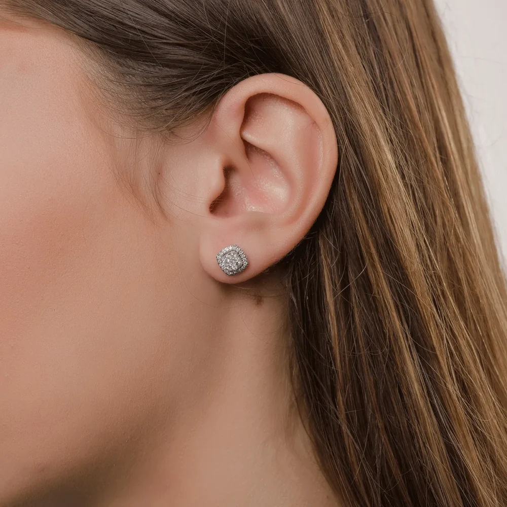 Cercei din aur alb-roz cu diamante de 0.53ct - imagine 4