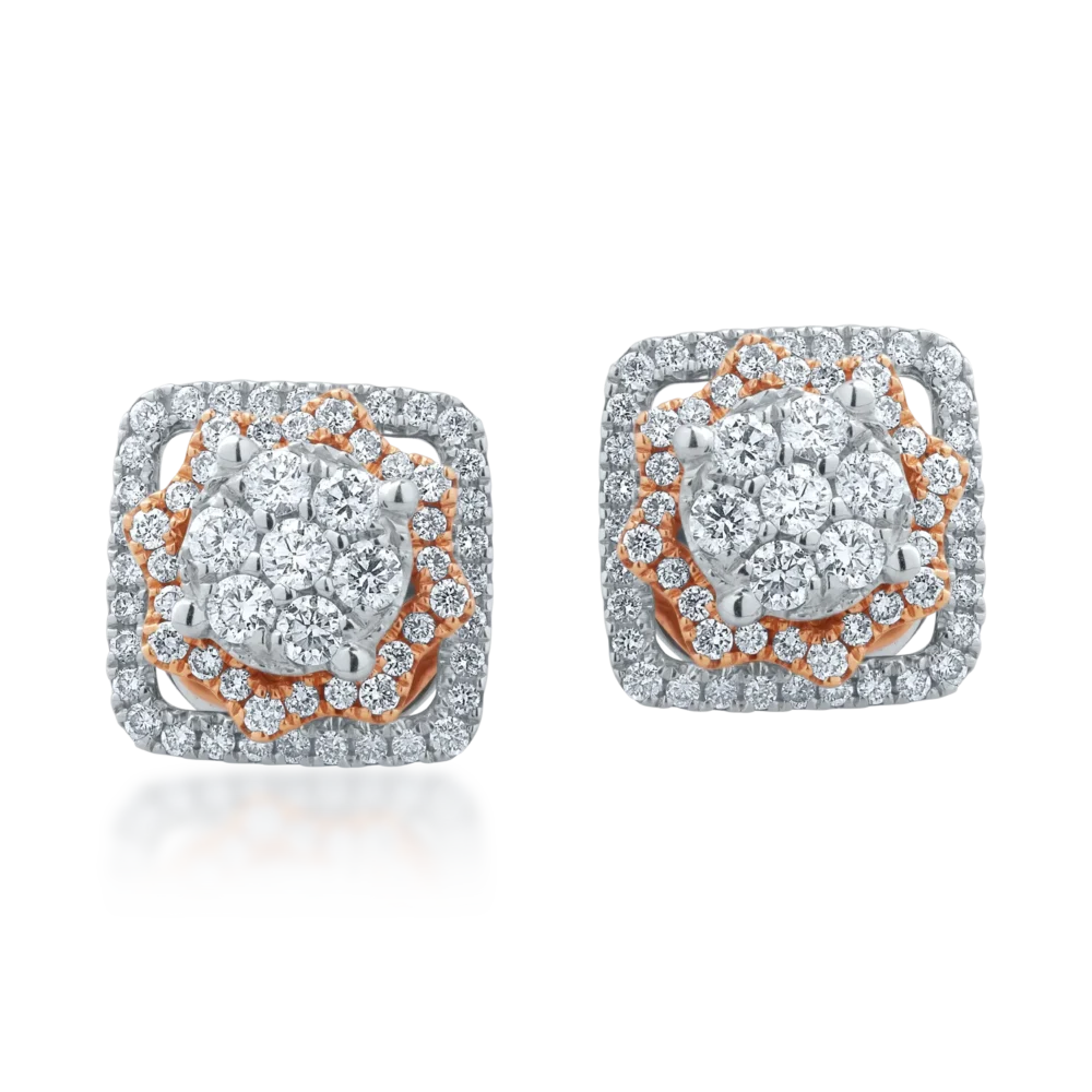 Cercei din aur alb-roz cu diamante de 0.57ct - imagine 2