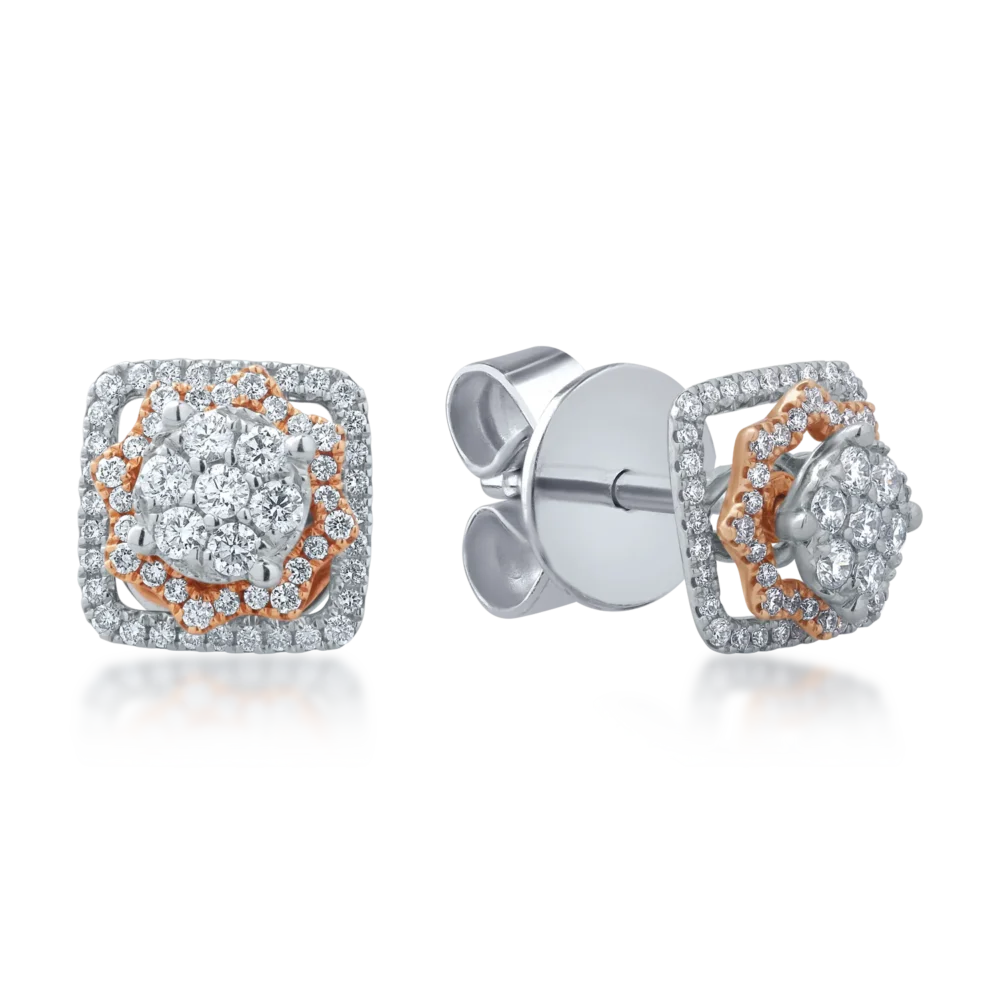 Cercei din aur alb-roz cu diamante de 0.57ct