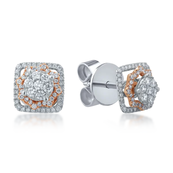 Cercei din aur alb-roz cu diamante de 0.57ct