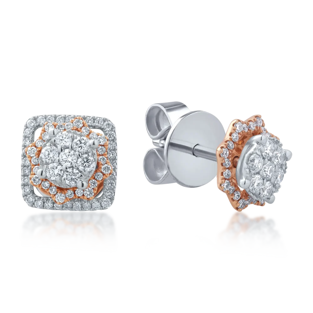 Cercei din aur alb-roz cu diamante de 0.57ct - imagine 3