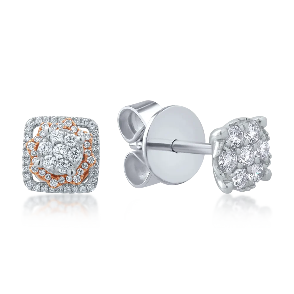 Cercei din aur alb-roz cu diamante de 0.57ct - imagine 4