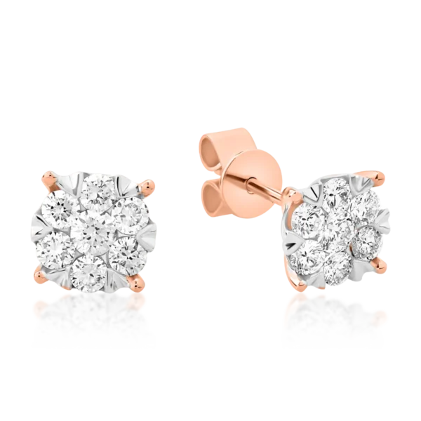 Cercei din aur alb-roz cu diamante de 0.5ct