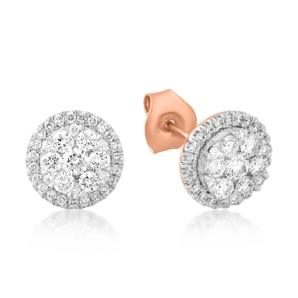 Cercei din aur alb-roz cu diamante de 0.661ct