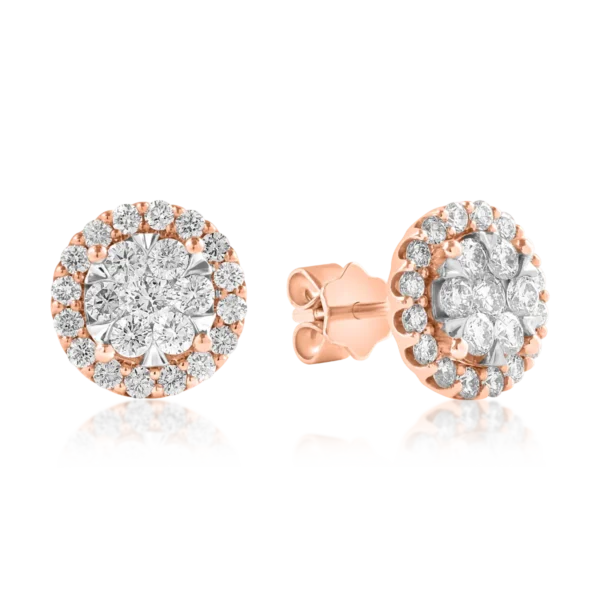 Cercei din aur alb-roz cu diamante de 1ct
