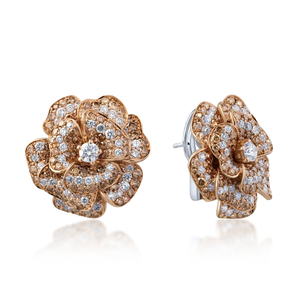 Cercei din aur alb-roz cu diamante de 8.56ct