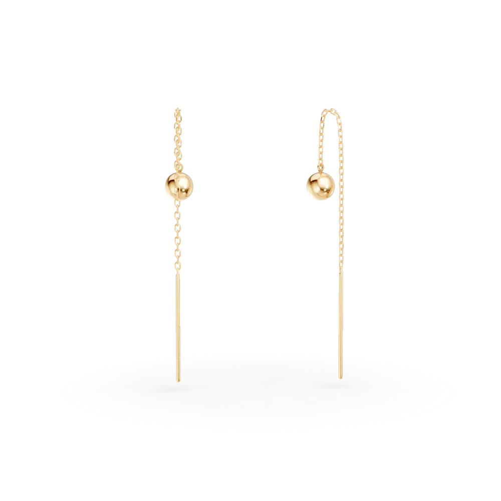 Cercei din aur galben cu bilute