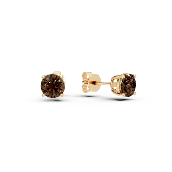 Cercei din aur galben cu cuart fumuriu de 1.6ct